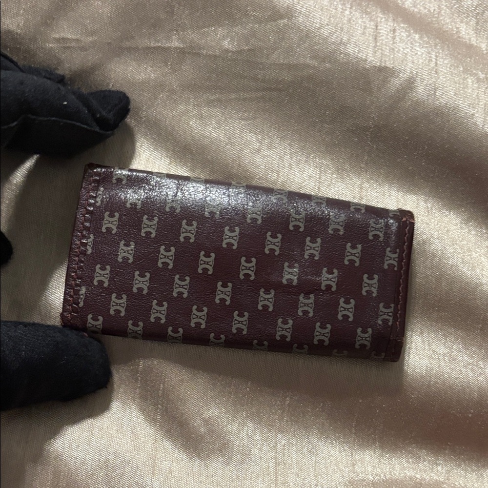 Celine Burgundy and Gray Monogram Key Wallet - Picture 5 of 7